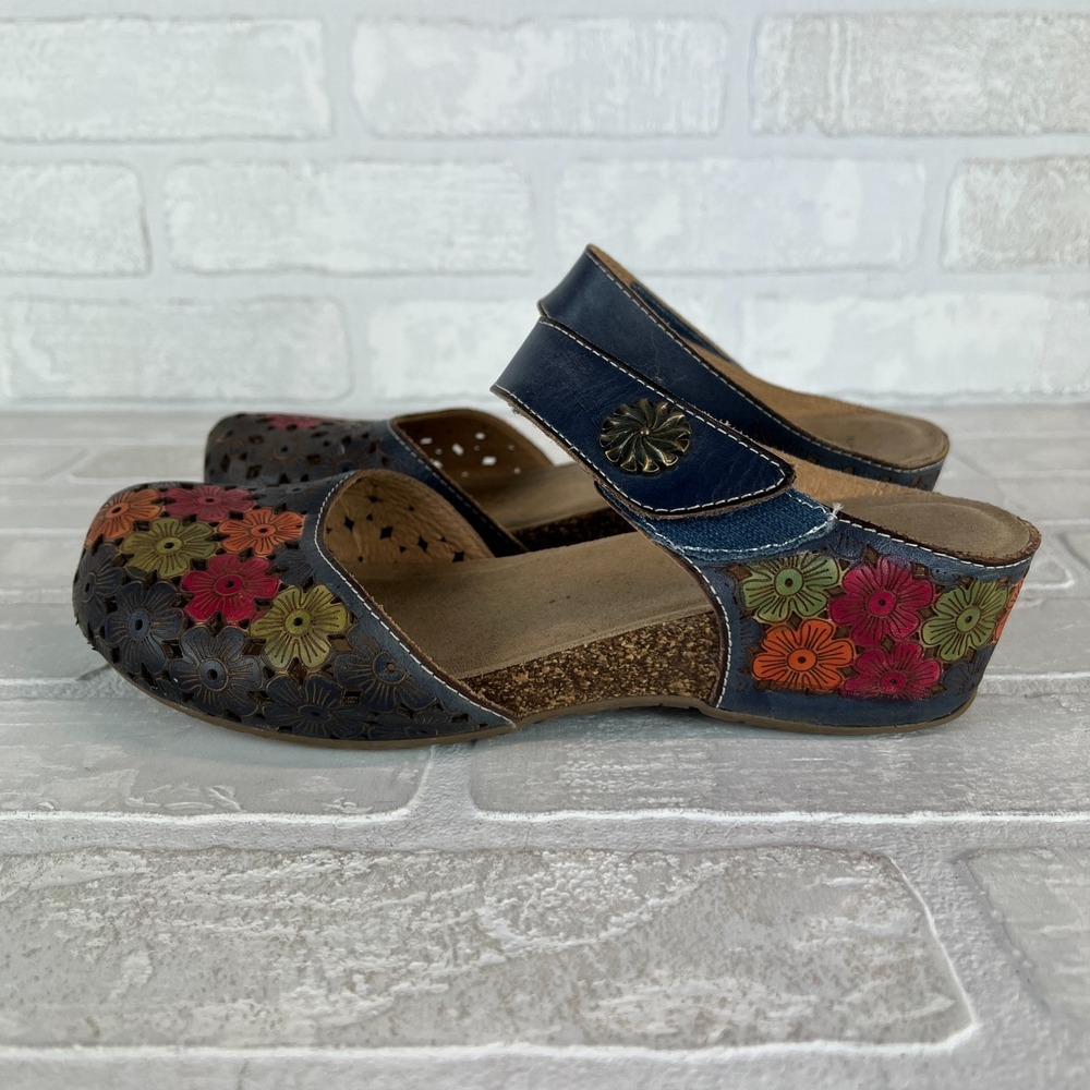 L'Artiste Spring Step Mary Jane Sandals Womens 38 7.5 8 Spikey Blum Floral Wedge - Picture 8 of 16